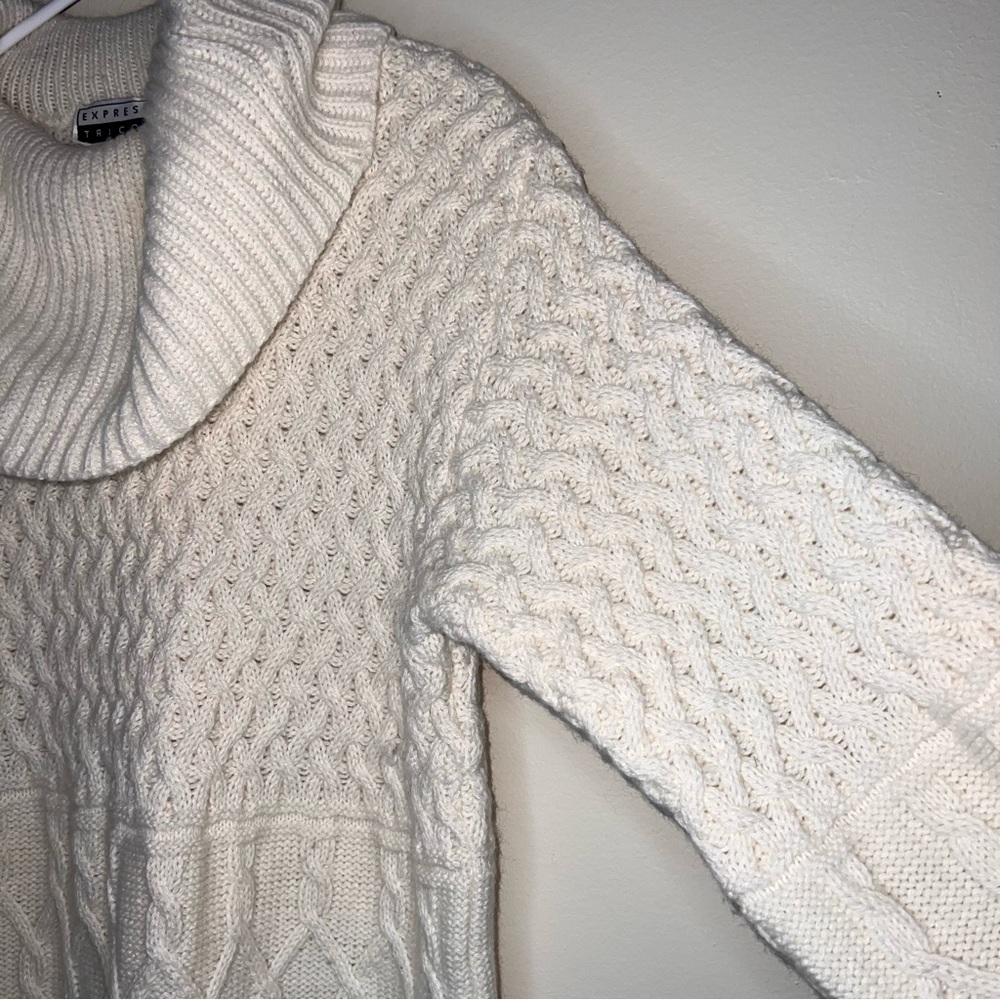 Express Tricot Vintage 90’s Cable Knit Cowl Neck Sweater Sweater Dress Italy Med - Picture 9 of 14
